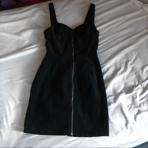 Zip Up Fit and Flare Black Dress